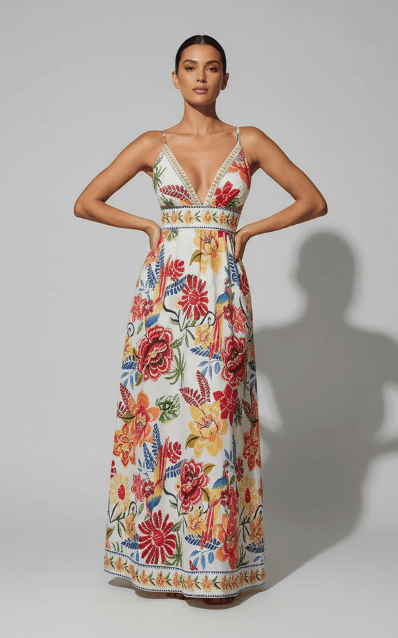 サイドポケットとAラインシルエット付きのアーシーなタイダイノースリーブTシャツスタイルビーチドレス