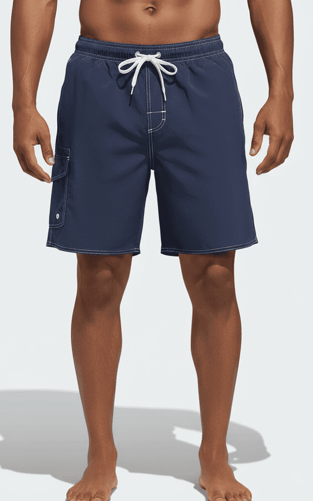 メンズスイムトランクス、ミントグリーンとレッドのトロピカルフローラルプリント。