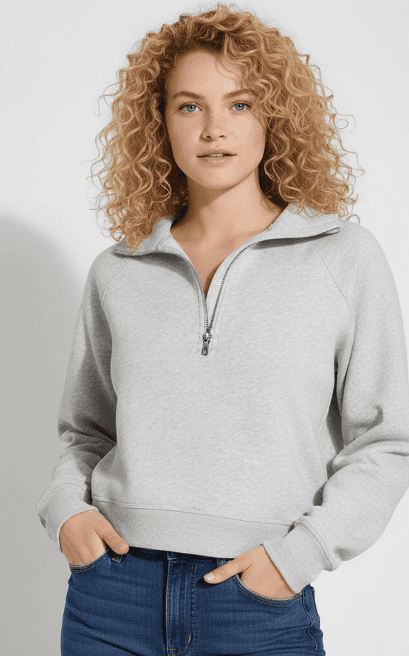 長袖クルーネックティー、ライトセージグリーンストレッチ生地 日常着とレイヤリング用