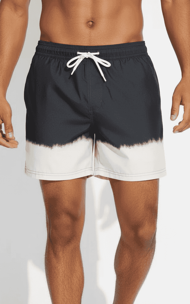 ディップダイオンブレスイムショートブラックアンドベージュ、ライトボトムグラデーションを持つダークトップ、モダンなタイダイスタイル