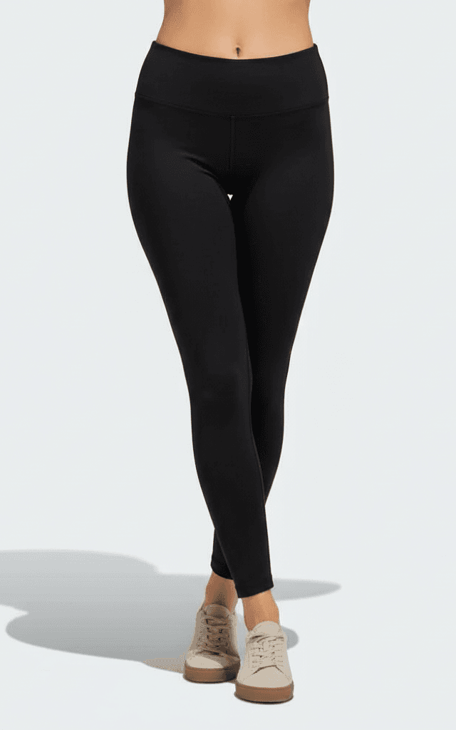 スイムレギンスフルレングスブラックパフォーマンスタイツ。